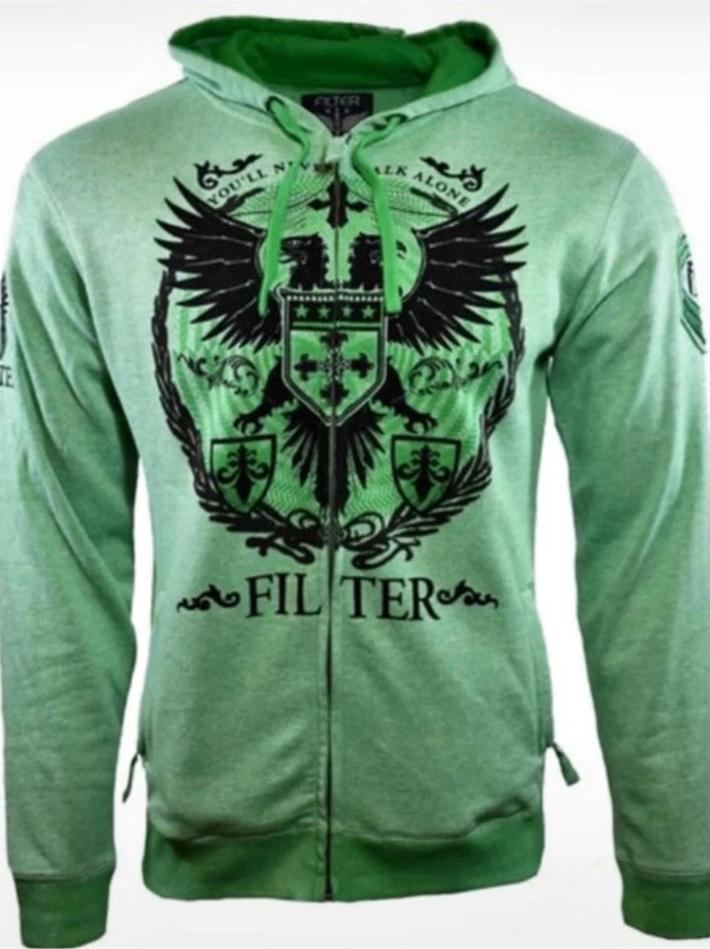 Filter Guardian 2 Graphic Zip Hoodie Green Size Large NWT